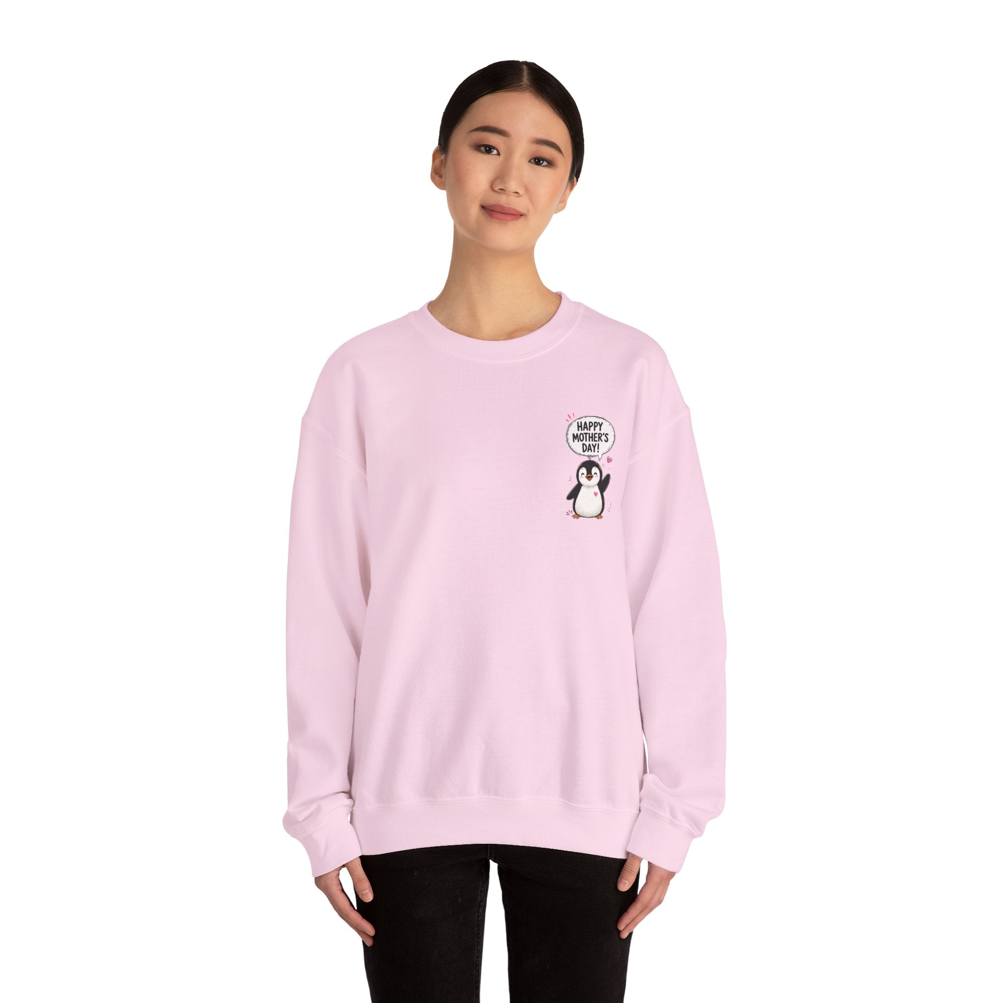 Mommy Penguin Crewneck Sweatshirt — 'Happy Mother's Day' Cute Penguin Family Design