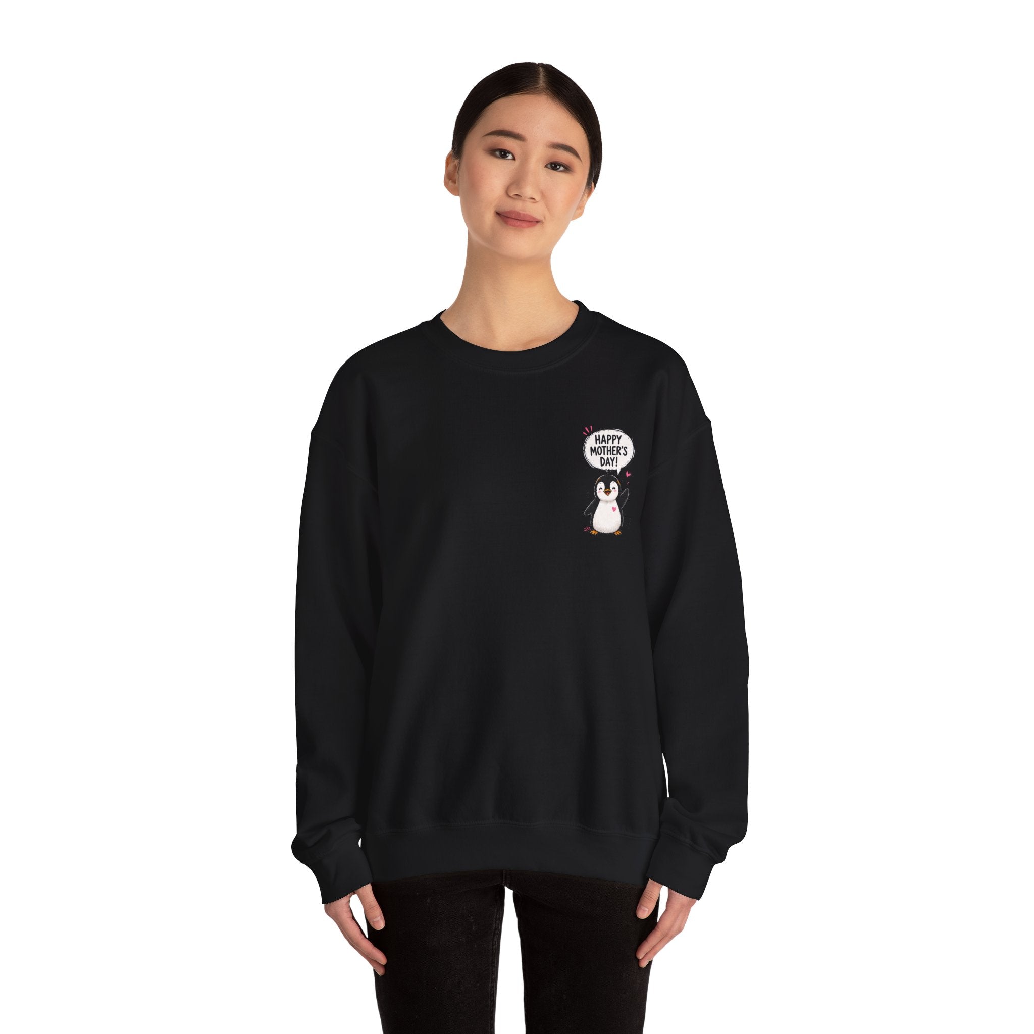 Mommy Penguin Crewneck Sweatshirt — 'Happy Mother's Day' Cute Penguin Family Design