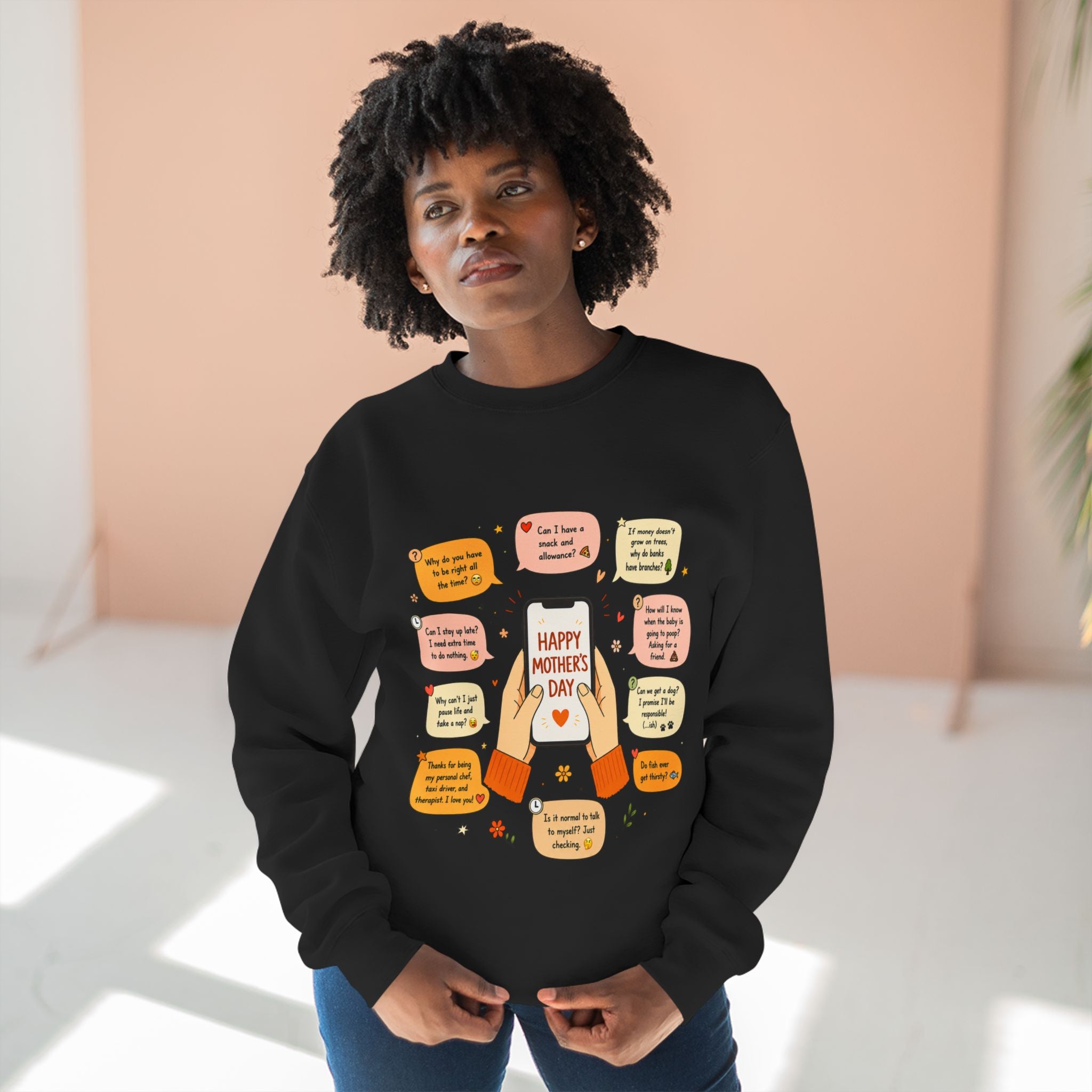Mothers Day Coffee Cheers Sweatshirt — "Happy Mothers Day" Latte Design