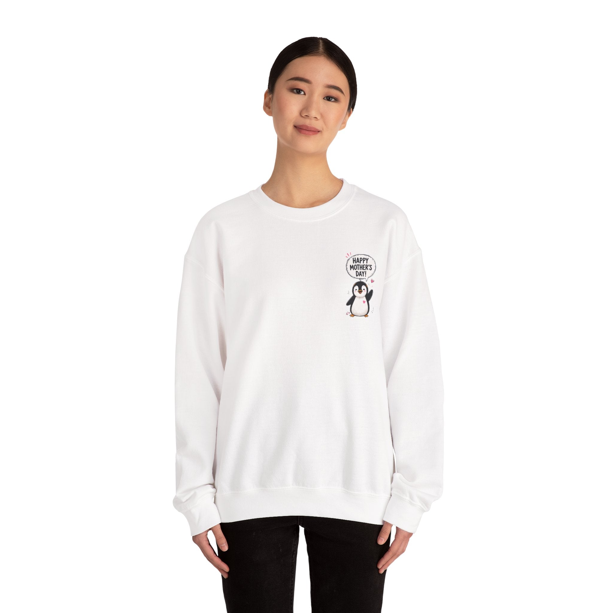 Mommy Penguin Crewneck Sweatshirt — 'Happy Mother's Day' Cute Penguin Family Design